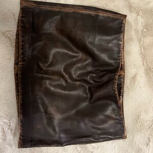 L'Academie Dark Brown Leather Pencil Skirt